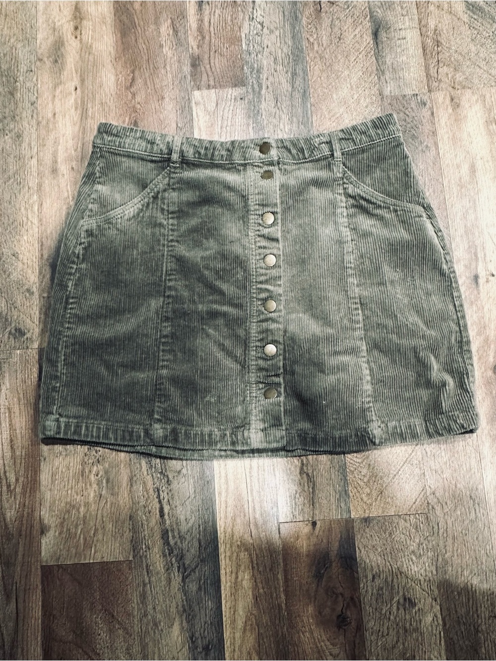 Forever 21 Olive Green Corduroy Button-Front Mini Skirt